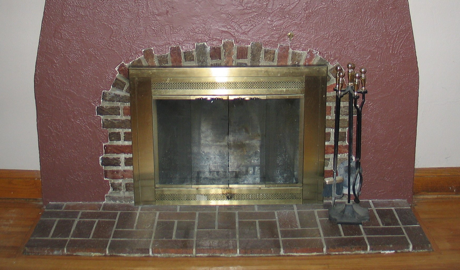 Real traditional brick fireplace hearth restoration